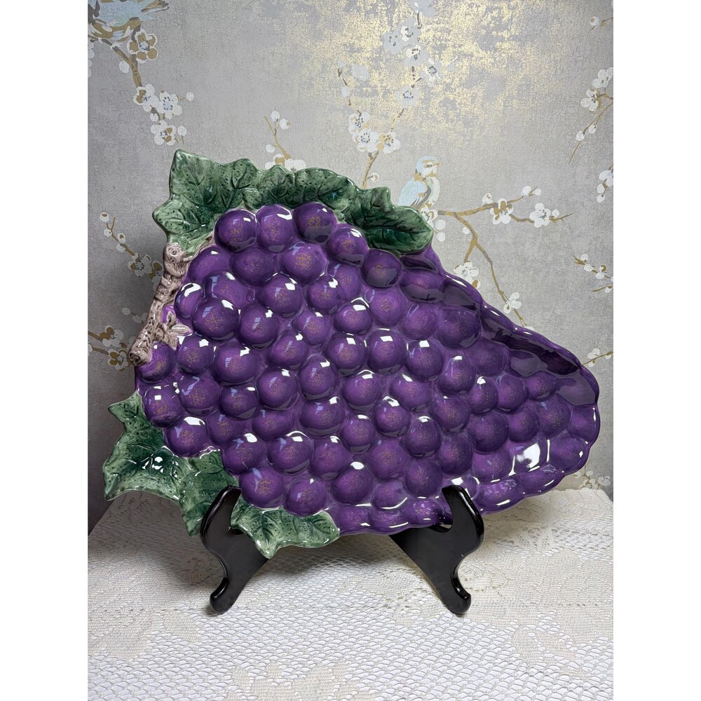 Raymond Waites "Cornucopia" Grape Platter – 16" Vintage Large Ceramic